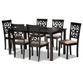 Baxton Studio Dallas Sand Upholstered and Brown Finished Wood 7-Piece Dining Set 171-10955-10519